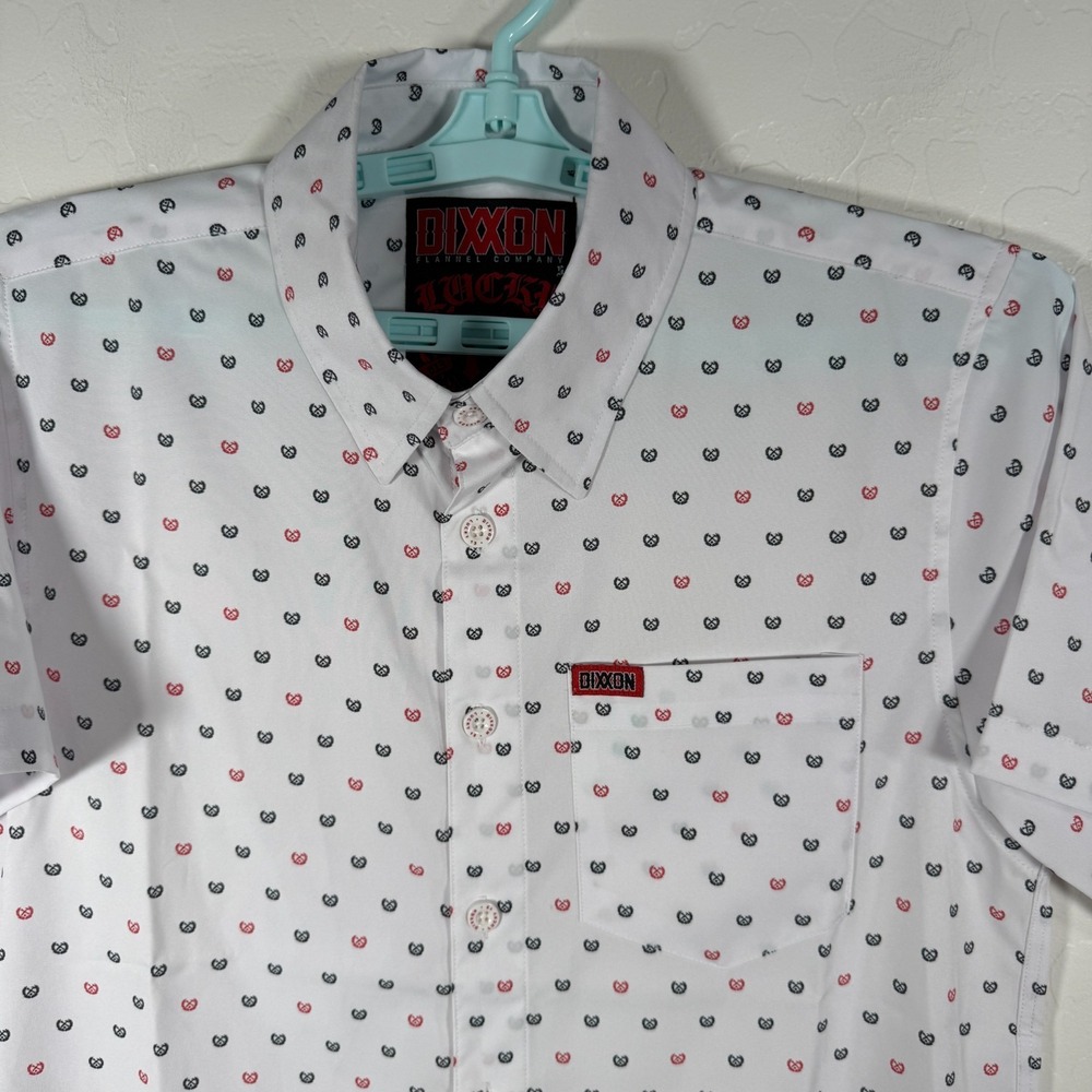 Dixxon Shirt Mens Small White Button Down Lucky 13 Short Sleeve Party Wear